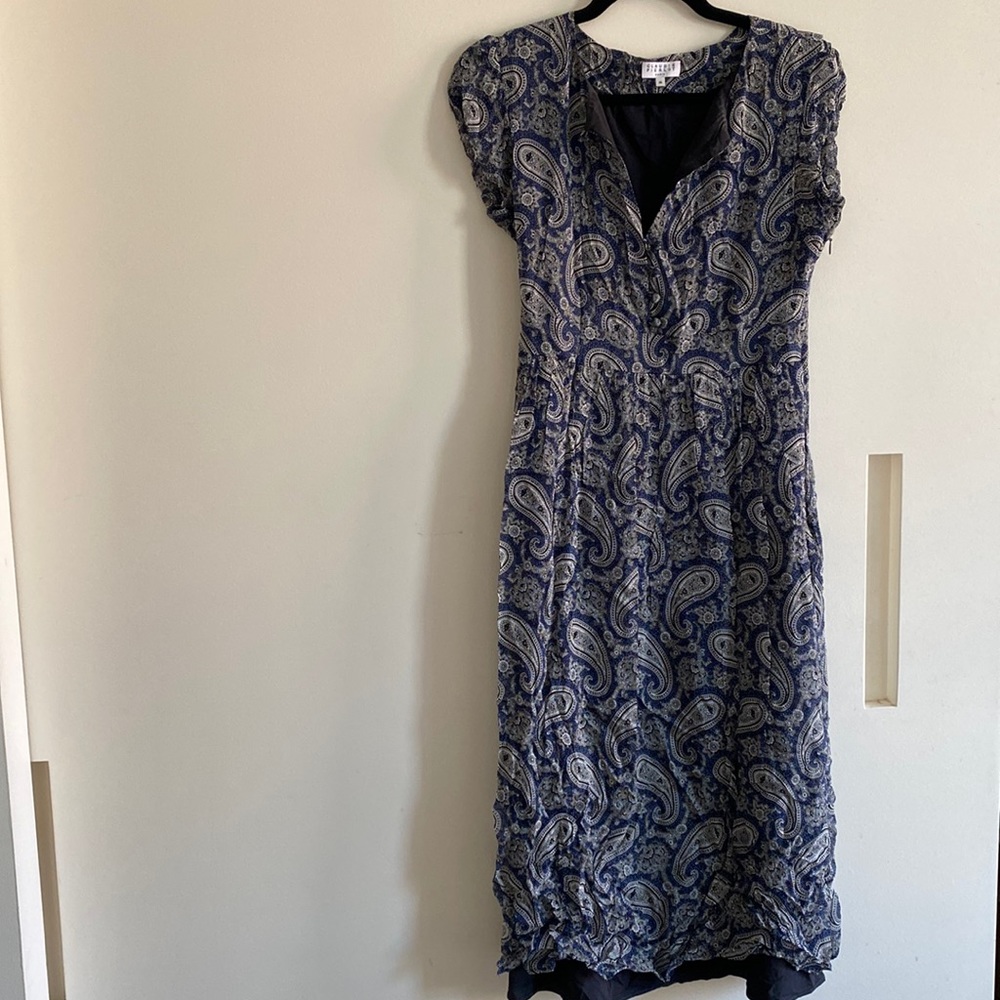 Blue and white Claudie Pierlot paisley print dress, size 36.